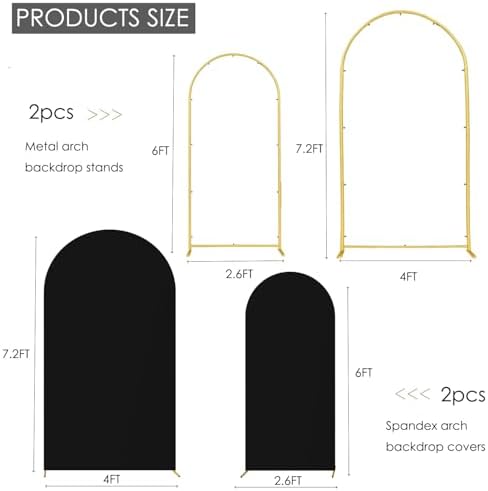 HAINARverS Set of 2 Arch Backdrop Stands with Covers, Black, 6/7.2FT - Image 3