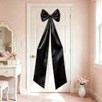 Large Black Bow Decor, Double Layer Satin 80x20 Inches by TERSUM