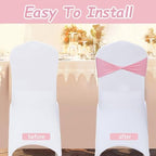 Pink Chair Sashes Bows 100 Pcs Spandex Chair Sashes Elastic Chair Cover Bands Ties Without Buckle for Wedding Birthday Party Ceremoney Events Decoration - Image 4