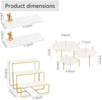 8 Piece White and Gold Acrylic Dessert Table Display Set, Cupcake Stand and Tiered Serving Tray with Painted Iron Stands, Round Risers and Bear Clips for Wedding, Birthday and Baby Shower Parties - Image 2