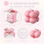 ACITHGL 30 Sets Fully Assembled Small Bubble Candle Party Favors for Guests Bulk Bridal Showers Favors Candles with Stylish Ribbons Thank You Cards Gifts (Pink) - Image 2