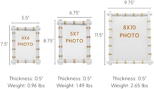 Jaye's Studio Gracie Chloe Decorative Picture Frame White Photo Frame 8x10 Gold Bamboo Frame, Glass Display Standing Picture Frames Easel Stand, Secure Fit Back, Handmade Metal Boho Frames Room Decor - Image 7