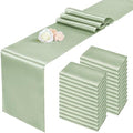 24 Pack Sage Green Satin Table Runners, 12 x 108 Inch Long Table Runners for Rectangle Round Tables,Smooth Satin Table Runner for Wedding,Birthday Party Banquets Graduation Engagements Decoration by Pesonlook