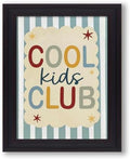 Vintage Framed 16x20 inch Trendy Preppy Blue Striped Wall Art Cool Kids Club Quotes Poster Modern Funny Toddler Canvas Prints for Kids Playroom Bedroom Wall Decor by Medpol