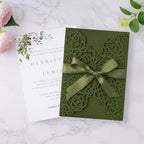 ponatia 25PCS Olive Green Laser Cut Invitations Cards with Envelopes - Image 3