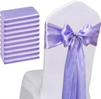 50 Pack Satin Lavender Chair Sashes Bows 7x108 inches Wedding Satin Ribbons - Image 2