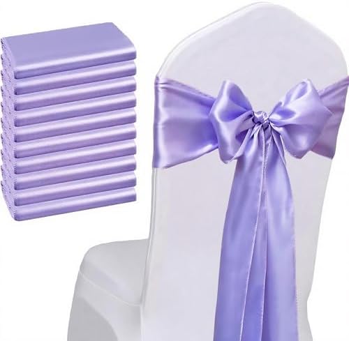 50 Pack Satin Lavender Chair Sashes Bows 7x108 inches Wedding Satin Ribbons - Image 2