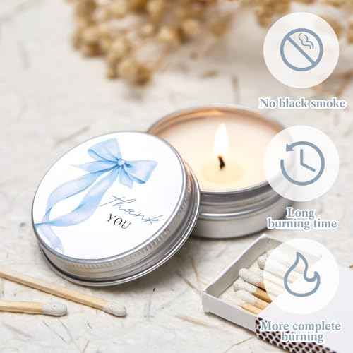 Nuanchu 50 Pieces Blue Bow Baby Shower Party Favors for Guests, Candles - Image 3