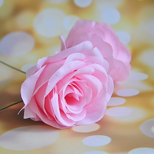 Artificial Flowers 50PCS Silk Rose with Wire Stem Real-Touch Fake Rose for DIY Wedding Décor Bride&Bridesmaid Bouquets Home Office Baby Shower Party Prom Centerpieces Arch Garland（Pink） - Image 3