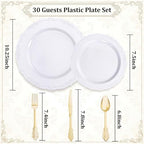 DaYammi 150Pcs White Plastic Plates & Gold Plastic Silverware Set for Party - Image 2