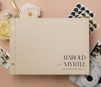 Personalized Luxe Photo Guest Book (Design 4) – 11.5 x 8.5" Minimal Aesthetics, Screw Bound with Custom Oats Hardcover & Photo + Lined or Blank Pages - Wedding, Baby Shower, Anniversary by ModernAlbumDesigns