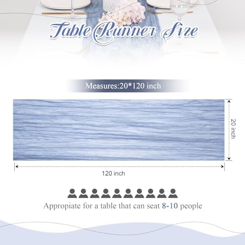 12 Pack Dusty Blue Cheesecloth Table Runners 21x120 Inch Boho Gauze Table Runner 10FT Long Rustic Sheer Blue Table Runner for Baby Shower,Wedding,Party,Birthday,Home Table Decor - Image 4
