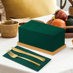 KAMMAK Dark Green Napkins Disposable with Pocket Cloth Like Dinner Paper Napkins 100 Pack Folded Guest Hand Towel for Party Decoration, Wedding Reception, Bathroom or Restaurant (16.5 x 16.5 inch) - Image 6