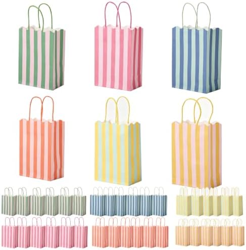 36 PCS Colorful Stripe Goodie Bags, Summer Party Gift Bags, 6 Colors by DANHMAO