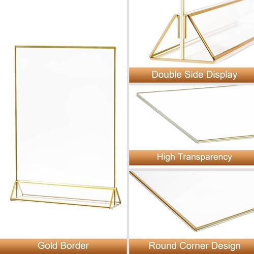 5X7 Gold Picture Frame Acrylic Sign Holder,Wedding Signs Table Numbers Menu Holders 6Pack - Image 6