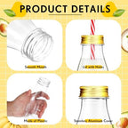 Yinkin 20 Set 10 oz Plastic Milk Bottles with Straws Metal Lids Clear Plastic Containers for Dairy Milk Party Bottle for Juices Shakes Smoothies(Red, White) - Image 3