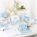 ACITHGL 30 Sets Fully Assembled Small Bubble Candle Party Favors for Guests Bulk Bridal Showers Favors Candles with Stylish Ribbons Thank You Cards Gifts (Blue) - Image 6