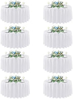sancua White Round Tablecloth 108 Inch Fit 42-96 Inch Tables, 8 Pack by sancua