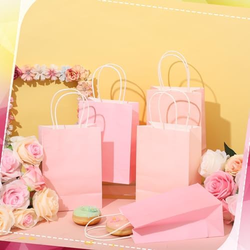 Tenceur 100 Pcs Pink Gradient Gift Paper Kraft Bags with Handle Party Favor - Image 4