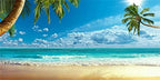 Laeacco Summer Seaside Beach Scenic 20x10ft Vinyl Photography Background Crooked Palms Blue Sky Clouds Surging Waves Scene Backdrop Wedding Shoot Eatery Landscape Wallpaper Birthday Party Banner Luau - Image 2