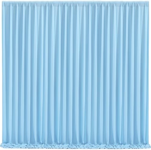 Blue Backdrop Curtains 4 Panels - Wrinkle-Free Light Blue Curtains Polyester Photography Drapes Photo Background for Baby Shower Birthday Party Decorations- 16 X10FT (Blue) by WishCare