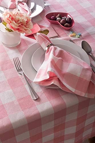DII Buffalo Check Collection, Classic Farmhouse Tablecloth, 60 x 120, Pink & White - Image 5