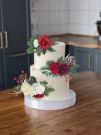 Rinlong 3Pcs Premade Cake Flowers, Red Green Wedding Cake Decor - Image 3