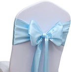 Satin Baby Blue Chair Sashes Bows 50 Pack for Wedding Party, Light Blue Sashes for Chair Covers and Chairs Decor by MAGTOWNE