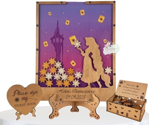 Quinceanera Guest Book Alternative Princess Drop Top Frame Lantern Tokens by Handmade