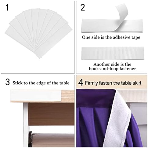 14ft Purple Table Skirt for Rectangle Tables Polyester Table Skirt Desk Skirts Ruffle Table Skirt Cloth for Birthday Party Banquet Purple Theme Party Wedding Bridal Shower Table Skirts - Image 3