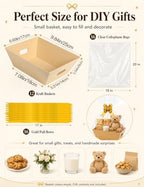12 Pack Baskets for Gifts Empty, 10 x 7” Thick Kraft Trays with Bags & Bows - Image 2