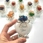 Wedding Favor Guest Bulk, Set of Heart Glass Candle Party with Custom Sticker and Dried Flowers Bridal Party, Baby Shower Gifts (White, Set of 50) - Image 6