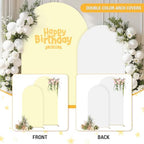 White & Beige Arch Backdrop Cover 7.2 & 6FT, Double Sided Arch Covers Stretchy Backdrop with Zipper Set of 2 Spandex Chiara Stand Cover for Wedding Birthday Party Baby Shower Banquet - Image 2