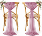 MDS Pack of 200 Chiffon Chair Sashes for Wedding & Event Décor - Mauva by MDS