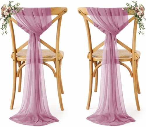 MDS Pack of 25 Chiffon Chair Sashes for Wedding & Event Décor - Mauva by MDS