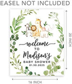 Andaz Press Custom Large Baby Shower Canvas Welcome Sign, 16 x 20 Inches, Safari Animals Leaf Foliage, Guestbook Alternative, Personalized Sign Our Canvas, For Jungle Safari Baby Shower Theme - Image 5