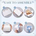 Maitys 50 Set Large Gable Boxes with Handle, Ribbon, Tag, White,Light Blue - Image 3