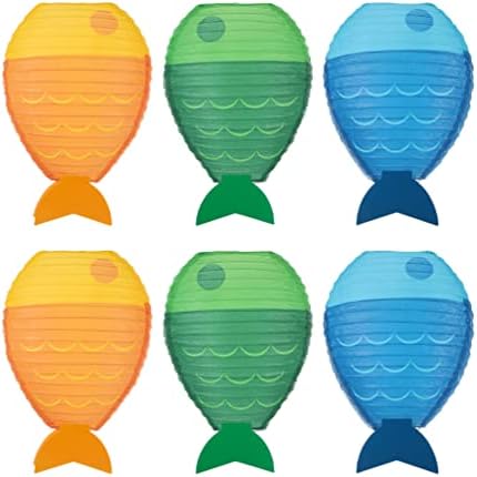 Fish 6pcs Mermaid Fish Shaped Hanging Nautical Party Decoration Supplies for Baby Shower Birthday by DOITOOL