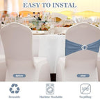 VitalCozy 100 Pcs Spandex Chair Sashes with Crown Buckle,Dusty Blue - Image 4