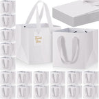 Windyun 50 Pcs Mini Paper Gift Bags with Handle 6 x 6 x 6'' Square Small Favor Bag with DIY Thank You Tag for Christmas Birthday Wedding Bridal Shower Bridesmaid Graduation Party (White) by Windyun