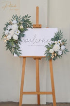 Faux Flower Swag Set of 2 for Wedding Welcome Signs Floral Swag Wedding Reception Ceremony Signs Decor (A-White) - Image 5