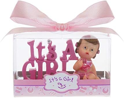 Keepsake Figurine 12 pcs Baby Girl Pacifier with Rhinestones Word | Awesome Decorations or Party Favors | for Pregnancy Announcements, Gender Reveals, Birthday and Special Celebrations by MEGA+FAVORS