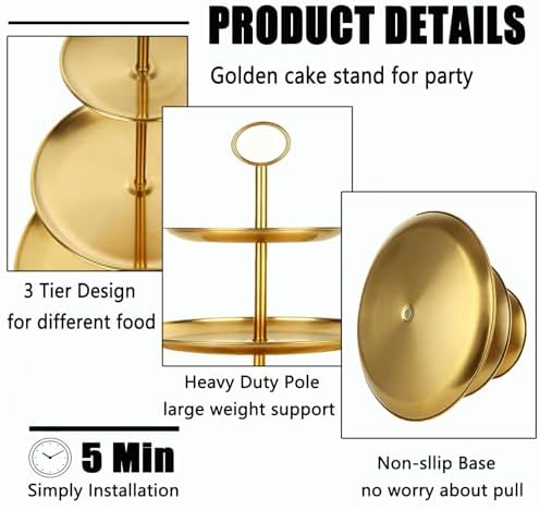 QTLCOHD 2 Pcs 3 Tier Stainless Steel Cupcake Stand (Pack of 2) - Image 5