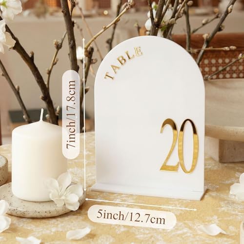 Aceorbit White Wedding Table Numbers 1-20 with Stands 5" x 7" - Image 2