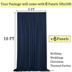 30ft x 10ft Wrinkle Free Navy Blue Backdrop Curtains for Parties, 6 Panels 5x10ft Silky Polyester Photo Backdrop Drapes for Wedding Birthday Graduation Photography Party Background Stand - Image 6