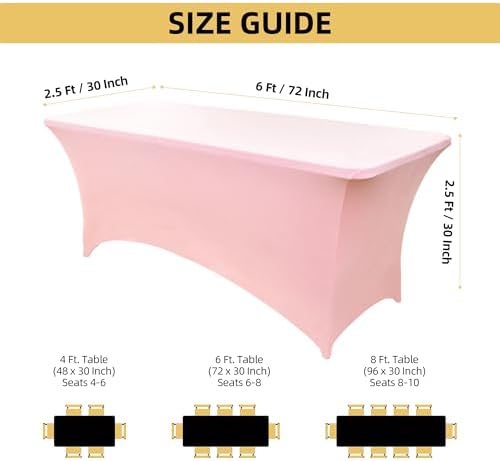 10-Pack 6ft Spandex Table Covers for Rectangle Standard Folding Tables - Wrinkle Resistant Stretch Tablecloths - Ultimate Fitted Table Protector for Parties, Banquet, Wedding - Image 4