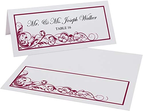 Scribble Vintage Swirl Printable Place Cards, Burgundy, Set of 150 (25 Shee - Image 2