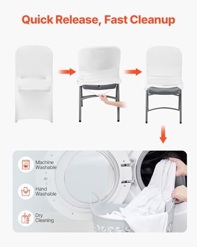 VEVOR Chair Covers, Polyester Spandex Chair Cover, Stretch Slipcovers for Wedding Party Dining Banquet Flat-Front Chair Covers (White-c-XL, 30PCS) - Image 5