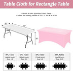 Fixwal 6 Pack 6FT Pink Tablecloth Rectangle Spandex Fitted Table Cover - Image 3