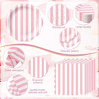 Funnymoom 434 Pcs Pink Striped Party Decorations Scalloped Plates Serves 48 - Image 3